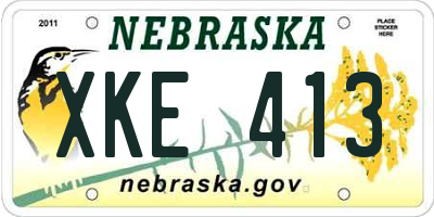 NE license plate XKE413