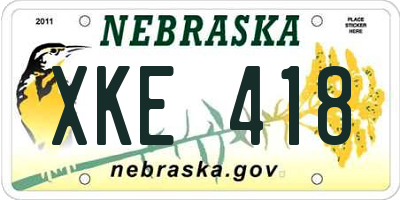 NE license plate XKE418