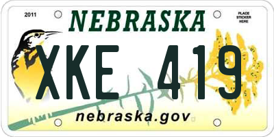 NE license plate XKE419