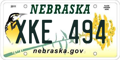 NE license plate XKE494