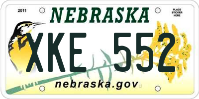 NE license plate XKE552