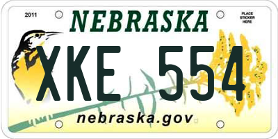 NE license plate XKE554