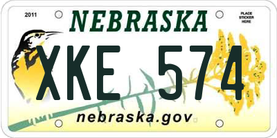 NE license plate XKE574