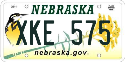 NE license plate XKE575