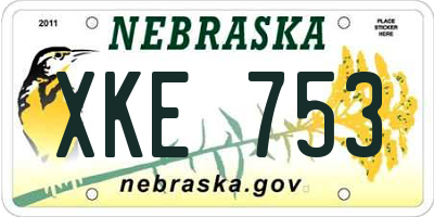 NE license plate XKE753