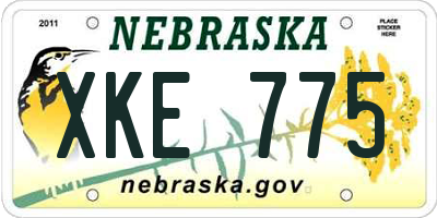 NE license plate XKE775