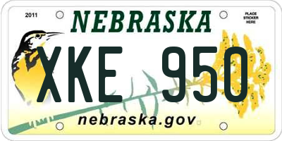 NE license plate XKE950