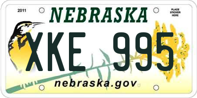 NE license plate XKE995