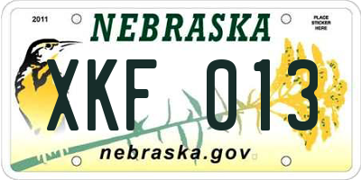 NE license plate XKF013