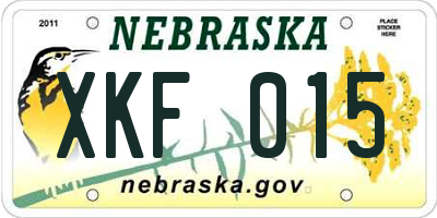 NE license plate XKF015