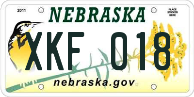 NE license plate XKF018