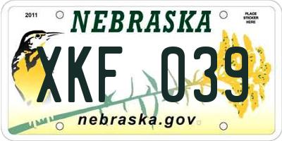 NE license plate XKF039