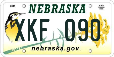 NE license plate XKF090