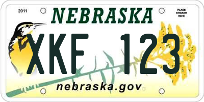 NE license plate XKF123