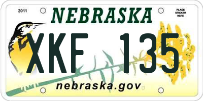 NE license plate XKF135