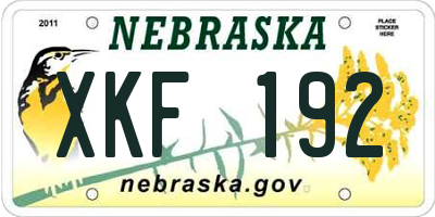 NE license plate XKF192