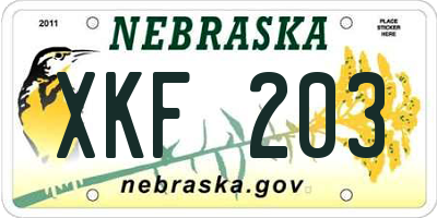 NE license plate XKF203