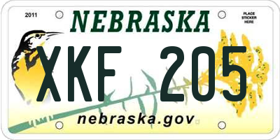 NE license plate XKF205
