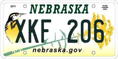 NE license plate XKF206