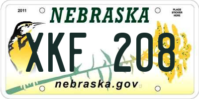 NE license plate XKF208