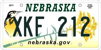 NE license plate XKF212