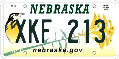 NE license plate XKF213
