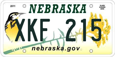NE license plate XKF215