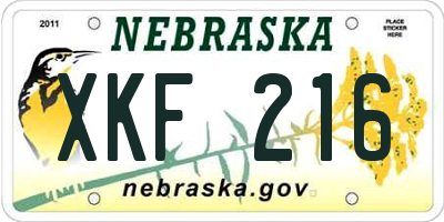 NE license plate XKF216