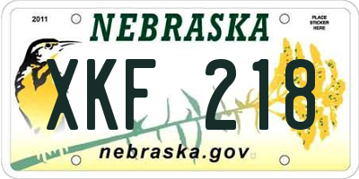 NE license plate XKF218