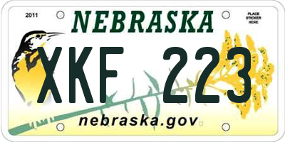 NE license plate XKF223