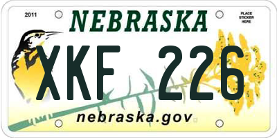 NE license plate XKF226