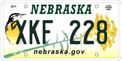 NE license plate XKF228