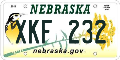 NE license plate XKF232