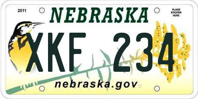 NE license plate XKF234