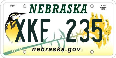 NE license plate XKF235