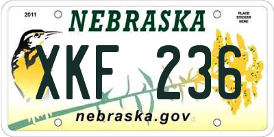 NE license plate XKF236