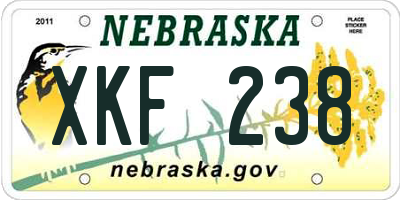 NE license plate XKF238