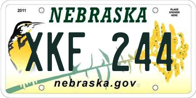 NE license plate XKF244