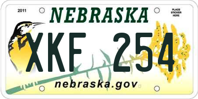 NE license plate XKF254
