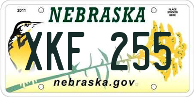 NE license plate XKF255