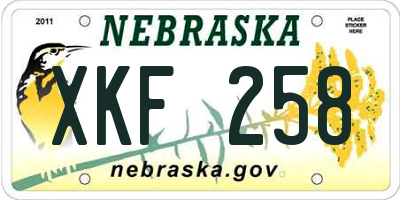 NE license plate XKF258