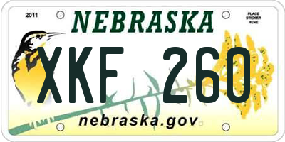 NE license plate XKF260