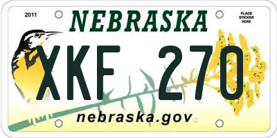 NE license plate XKF270