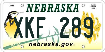 NE license plate XKF289