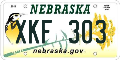 NE license plate XKF303