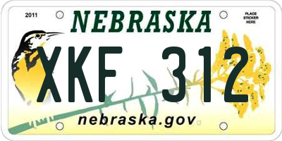 NE license plate XKF312