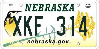 NE license plate XKF314