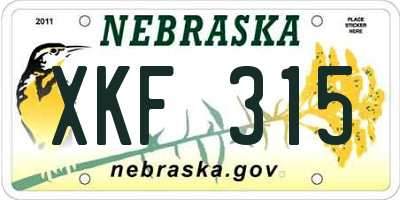 NE license plate XKF315