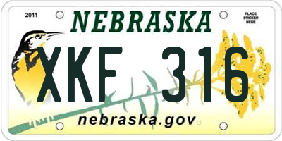 NE license plate XKF316