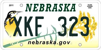 NE license plate XKF323